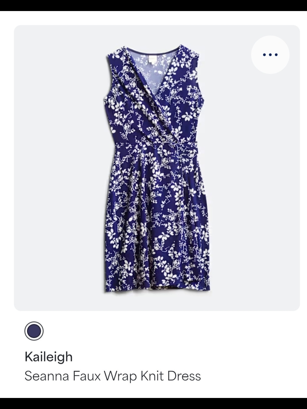 Kaileigh Navy and White Floral Faux-Wrap Midi Dress